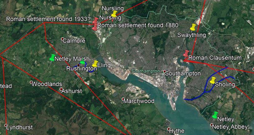 Map showing the distribution of -ing place names