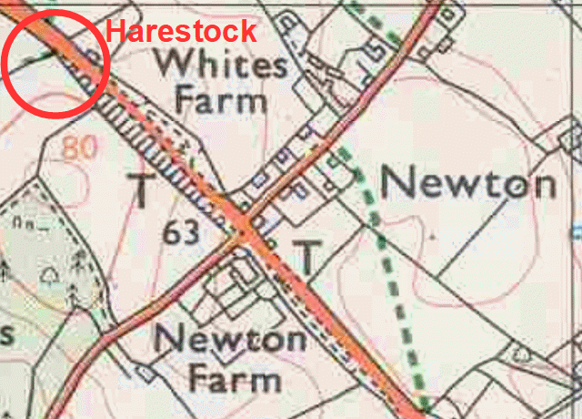 Map showing location of Harestock
