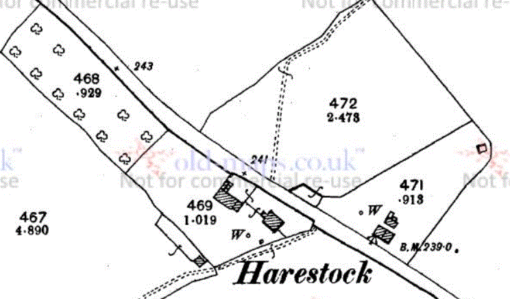 Harestock on the 1901 OS 1:2500 map