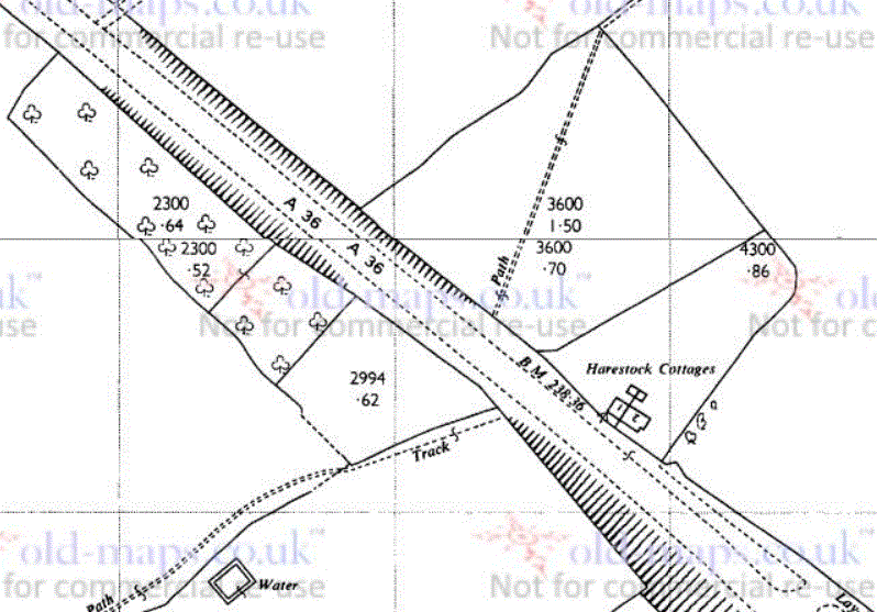 Harestock on the 1966 OS 1:2500 map